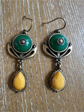 Lucky Brand Green and Yellow Drop Earrings